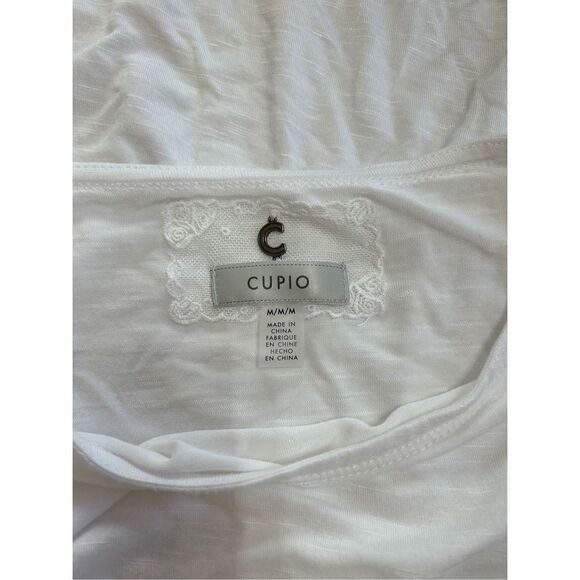 Cupio Eyelet Short Sleeve Blouse Top Round Neck Sz Medium White - Picture 4 of 7